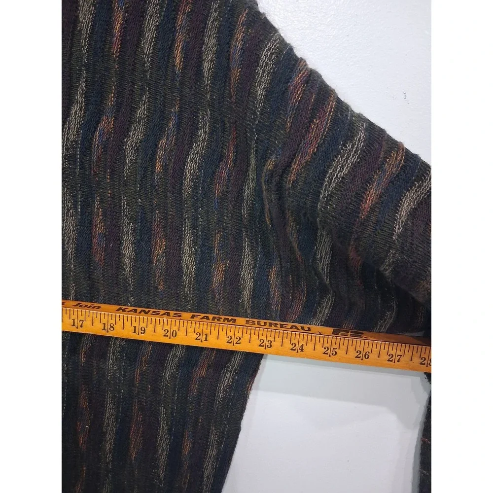 Louis Roth Mens XL Textured 3D Knit Sweater Multicolor Abstract Crew Neck Turkey
